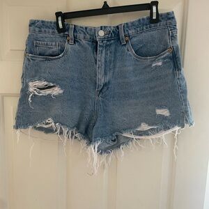 Blank NYC Blue Distressed Jean Shorts. Size 32